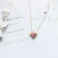Zinc Alloy Jewelry Necklace with 2.36inch extender chain gold color plated fashion jewelry & for woman & with rhinestone nickel lead & cadmium free 24mm Length Approx 15.75 Inch Sold By PC