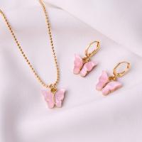 Zinc Alloy Jewelry Sets with Acrylic Butterfly plated fashion jewelry & for woman nickel lead & cadmium free Length Approx 35 cm Approx Sold By Lot