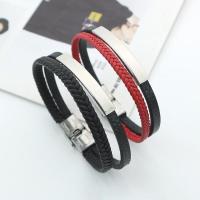 PU Leather Cord Bracelets Titanium Steel with PU Leather fashion jewelry & Unisex nickel lead & cadmium free Length Approx 21 cm Approx Sold By Lot