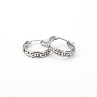 Stainless Steel Lever Back Earring, 304 Stainless Steel, Unisex & with rhinestone, original color, 5x20mm, Sold By Pair