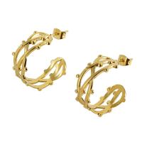 Titanium Steel  Earring, 18K gold plated, fashion jewelry & for woman, golden, 24mm, Sold By Pair