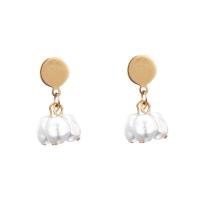 Freshwater Pearl Earrings, 304 Stainless Steel, with Freshwater Pearl, fashion jewelry & for woman, more colors for choice, 20mm,5-7mm, Sold By Pair