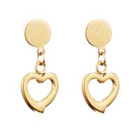 Stainless Steel Drop Earring, 304 Stainless Steel, Heart, fashion jewelry & for woman, more colors for choice, 12*15mm,30mm, Sold By Pair