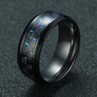 roestvrij staal Maar vinger ring, 304 roestvrij staal, met Koolstofvezel, mode sieraden & verschillende grootte voor keus & voor de mens, meer kleuren voor de keuze, 8mm, Verkocht door PC