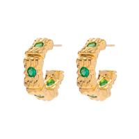 Cubic Zirconia Micro Pave Brass Earring Letter C gold color plated fashion jewelry & micro pave cubic zirconia & for woman nickel lead & cadmium free Sold By Pair