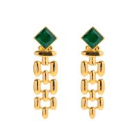 Brass Drop Earring, with Cubic Zirconia, gold color plated, fashion jewelry & for woman, nickel, lead & cadmium free, 12.80x48.40mm, Sold By Pair