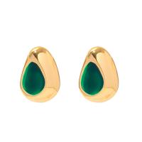 Brass Stud Earring Teardrop gold color plated fashion jewelry & for woman & enamel nickel lead & cadmium free Sold By Pair