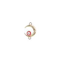 Evil Eye Pendants, Tibetan Style, Moon, gold color plated, DIY & evil eye pattern & enamel, more colors for choice, nickel, lead & cadmium free, 14x20mm, Sold By PC