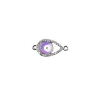 Evil Eye Pendants, Tibetan Style, platinum color plated, DIY & enamel & with rhinestone & double-hole, more colors for choice, nickel, lead & cadmium free, 26x13mm, Sold By PC