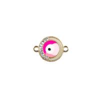 Evil Eye Pendants, Tibetan Style, gold color plated, DIY & enamel & with rhinestone & double-hole & hollow, more colors for choice, nickel, lead & cadmium free, 18x13mm, Sold By PC