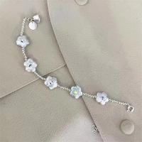 Freshwater Pearl Brass Chain Necklace, Pérolas de água doce, with cobre, joias de moda & para mulher, branco, comprimento Aprox 7.5 inchaltura, vendido por PC