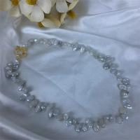 Freshwater Pearl Mässing Chain Necklace, med Mässing, mode smycken & för kvinna, vit, Längd Ca 17 inch, Säljs av PC