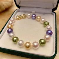 Freshwater Pearl Brass Chain Necklace, Pérolas de água doce, with cobre, joias de moda & para mulher, multi colorido, 7-8mm, comprimento Aprox 7.5 inchaltura, vendido por PC