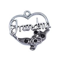 Tibetan Style Pendant Rhinestone Setting, Heart, antique silver color plated, vintage & DIY & hollow, nickel, lead & cadmium free, 24x24mm, Sold By PC