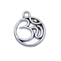 Tibetan Style Hollow Pendants, Flat Round, antique silver color plated, vintage & DIY, nickel, lead & cadmium free, 15x18mm, Sold By PC