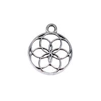 Zinc Alloy Hollow Pendants Flat Round antique silver color plated DIY nickel lead & cadmium free Sold By PC
