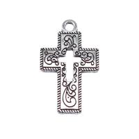 Tibetan Style Cross Pendants, antique silver color plated, DIY & hollow, nickel, lead & cadmium free, 14x23mm, Sold By PC