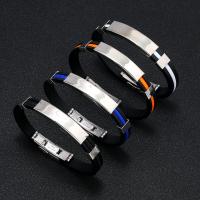 Silicone Bracelets, Titanium Steel, with Silicone, polished, fashion jewelry & for man, more colors for choice, nickel, lead & cadmium free, Length:Approx 21 cm, Sold By PC