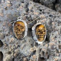 Zinc Alloy Drop Earrings Skull plated fashion jewelry & Unisex nickel lead & cadmium free Sold By Pair