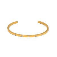 Bracelete de aço inoxidável, Letra C, joias de moda & micro pavimento em zircônia cúbica & para mulher, dourado, níquel, chumbo e cádmio livre, 62.40x47.30mm, vendido por PC