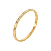 Stainless Steel Bangle, 314 Stainless Steel, Donut, Vacuum Ion Plating, fashion jewelry & micro pave cubic zirconia & for woman, golden, nickel, lead & cadmium free, 4mm, Inner Diameter:Approx 59mm, Sold By PC