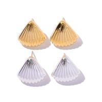 Brass Stud Earring Shell plated fashion jewelry & for woman nickel lead & cadmium free Sold By Pair
