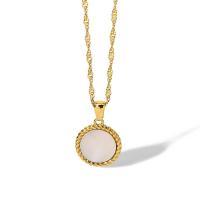 Stainless Steel Jewelry Necklace 314 Stainless Steel with 5cm extender chain Flat Round Vacuum Ion Plating fashion jewelry & for woman golden nickel lead & cadmium free 16mm Length 42 cm Sold By PC