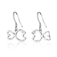 Brass Drop Earring, Fish, platinum color plated, fashion jewelry & for woman & hollow, platinum color, nickel, lead & cadmium free, 15x22mm, Sold By Pair