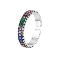 Cubi Circonia Micro Pave anello in ottone, placcato color platino, Regolabile & Micro spianare cubic zirconia & per la donna, color platino, Venduto da PC