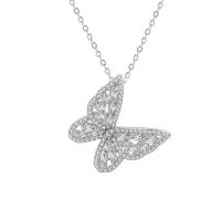 Cubic Zircon Micro Pave Brass Necklace Butterfly platinum color plated micro pave cubic zirconia & for woman platinum color Length Approx 16.14 Inch Sold By PC