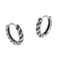 Cubic Zirconia Micro Pave Brass Earring, Donut, platinum color plated, micro pave cubic zirconia & for woman, platinum color, 3.50x16.30mm, Sold By PC