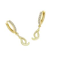 Cubic Zirconia Micro Pave Brass Earring, plated, micro pave cubic zirconia & for woman, more colors for choice, 5x25.50mm, Sold By Pair