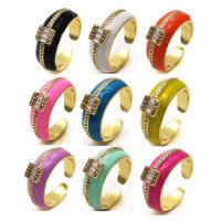 Cubic Zirconia Micro Pave Brass Ring, high quality plated, fashion jewelry & micro pave cubic zirconia & for woman & enamel, more colors for choice, 8x23mm, Sold By PC