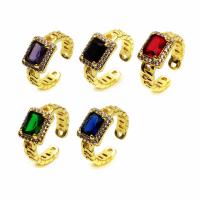 Kubieke Circonia Micro Pave Brass Ring, Messing, hoge kwaliteit verguld en nooit vervagen, mode sieraden & micro pave zirconia & voor vrouw, meer kleuren voor de keuze, 9.50x22mm, Verkocht door PC