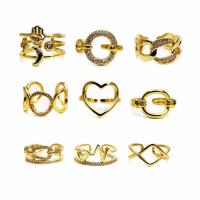 Cubique anneau en laiton Circonia Micro Pave, fade et jamais plaqué de haute qualité, bijoux de mode & styles différents pour le choix & pavé de micro zircon & pour femme, doré, Vendu par PC
