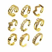 Kubieke Circonia Micro Pave Brass Ring, Messing, hoge kwaliteit verguld en nooit vervagen, mode sieraden & verschillende stijlen voor de keuze & micro pave zirconia & voor vrouw, gouden, Verkocht door PC
