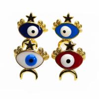 Evil Eye Jewelry Ring Finger, cobre, desvanece-se e nunca alta qualidade chapeado, joias de moda & padrão de mau-olhado & para mulher & esmalte, Mais cores pare escolha, 27x21mm, vendido por PC