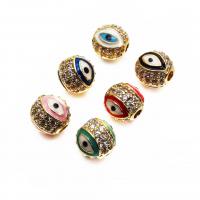 Fashion Evil Eye Jewelry Beads Brass high quality plated fashion jewelry & micro pave cubic zirconia & for woman & enamel 8mm Approx 2mm Sold By PC