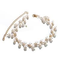 Plastové perlový náhrdelník, Zinek, s ABS plast pearl, s 10cm extender řetězce, barva pozlacený, módní šperky & pro ženy, zlatý, Otvor:Cca 4.5mm, Prodáno za 31 cm Strand