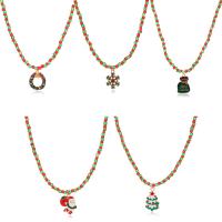 Χριστούγεννα Κολιέ, Κράμα ψευδάργυρου, με Ρητίνη, με 7cm επεκτατικού αλυσίδας, χρώμα επίχρυσο, Σχέδιο Χριστουγέννων & κοσμήματα μόδας & διαφορετικά στυλ για την επιλογή & για τη γυναίκα & σμάλτο, περισσότερα χρώματα για την επιλογή, Τρύπα:Περίπου 4.5mm, Sold Per 45 cm Strand