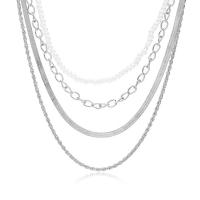 Mode-Multi-Layer-Halskette, Zinklegierung, plattiert, Modeschmuck & mehrschichtig & für Frau, keine, Länge:50 cm, verkauft von PC