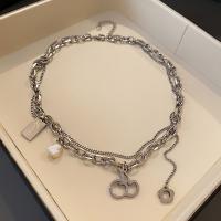 Multi слой ожерелье, цинковый сплав, с 5cm наполнитель цепи, плакирован серебром, Двойной слой & ювелирные изделия моды & Женский, серебряный, длина:40 см, продается PC