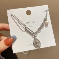 Plastik perle halskæde, Zinc Alloy, med ABS plastik perle, med 5cm extender kæde, sølvfarvet forgyldt, mode smykker & for kvinde, sølv, Længde 44 cm, Solgt af PC