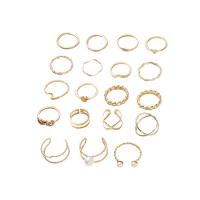 Cink Alloy Ring Set, Cink ötvözet, -val ABS műanyag gyöngy, galvanizált, divat ékszerek & a nő & strasszos, több színt a választás, Lyuk:Kb 4.5mm, Által értékesített Set