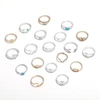 Ensemble d’anneau en alliage de zinc, Placage, bijoux de mode & pour femme & émail, deux couleurs différentes, 18x18x2.80mm, Vendu par fixé