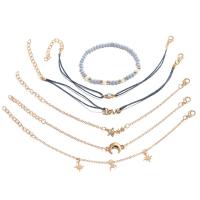 Zinc Alloy Bracelet with Resin gold color plated 6 pieces & fashion jewelry & for woman & with rhinestone two different colored Approx 4.5mm Length 19 cm Sold By Set
