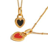 Stainless Steel Jewelry Necklace, 304 Stainless Steel, with 5.3,5 extender chain, Heart, 18K gold plated, fashion jewelry & for woman, more colors for choice, 14x21mm, Length:39-40 cm, Sold By PC