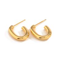 Stainless Steel Stud Earrings, 304 Stainless Steel, 18K gold plated, fashion jewelry & for woman, 18x3mm, Sold By Pair