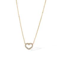 Stainless Steel Jewelry Necklace 304 Stainless Steel with 6.5 extender chain Heart 18K gold plated fashion jewelry & micro pave cubic zirconia & for woman & hollow Length 41.5 cm Sold By PC