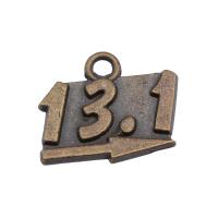 Tibetan Style Alphabet and number Pendants, antique bronze color plated, vintage & DIY, nickel, lead & cadmium free, 18x15mm, Sold By PC